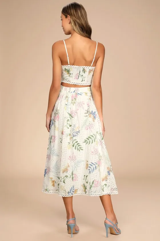 Sweet At Heart White Floral Embroidered Two-Piece Midi Dress sold by Lulus product image thumbnail 4