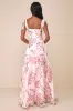 Love Me Forever Pink Floral Tie-Strap Square Neck Maxi Dress sold by Lulus