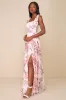 Love Me Forever Pink Floral Tie-Strap Square Neck Maxi Dress sold by Lulus