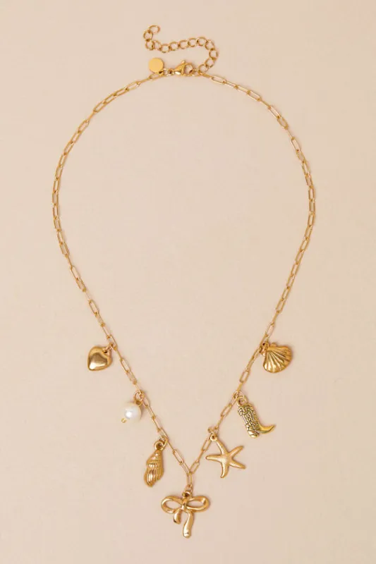 Raye Gold Chain Charm Necklace sold by Lulus