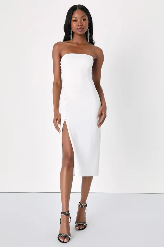 Loving the Feeling White Strapless Bodycon Midi Dress sold by Lulus product image thumbnail 2