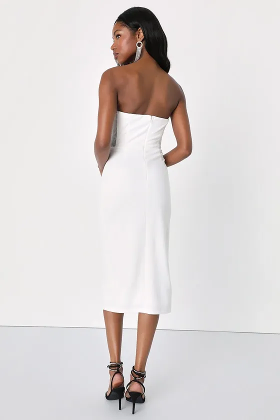 Loving the Feeling White Strapless Bodycon Midi Dress sold by Lulus product image thumbnail 3