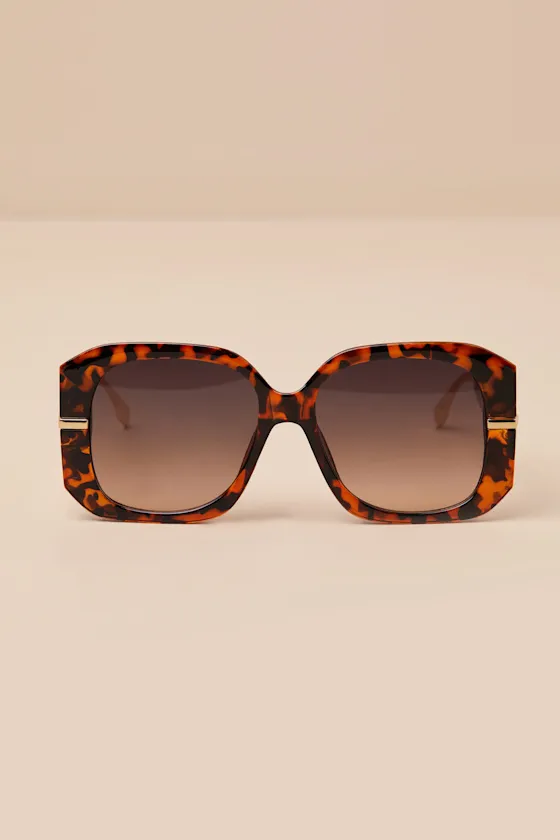 Reika Brown Tortoiseshell Oversized Sunglasses sold by Lulus product image thumbnail 2