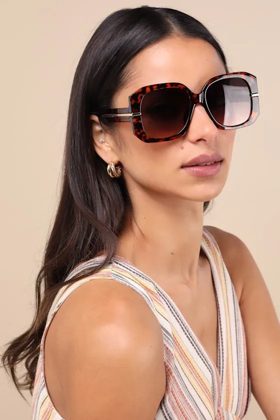 Reika Brown Tortoiseshell Oversized Sunglasses sold by Lulus product image thumbnail 3