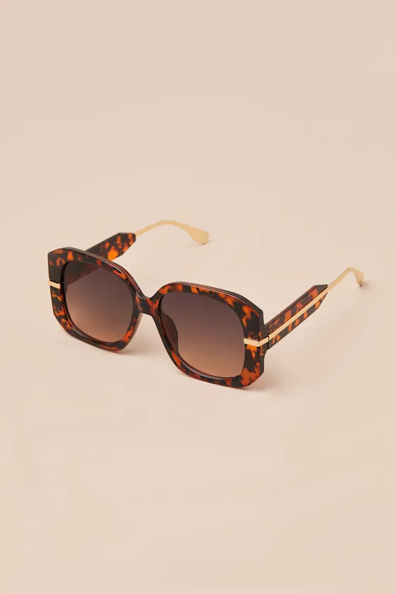 Reika Brown Tortoiseshell Oversized Sunglasses sold by Lulus product image thumbnail 4