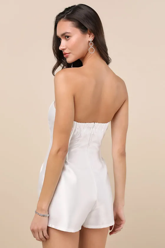 Dayvon White Strapless Romper sold by Lulus product image thumbnail 2