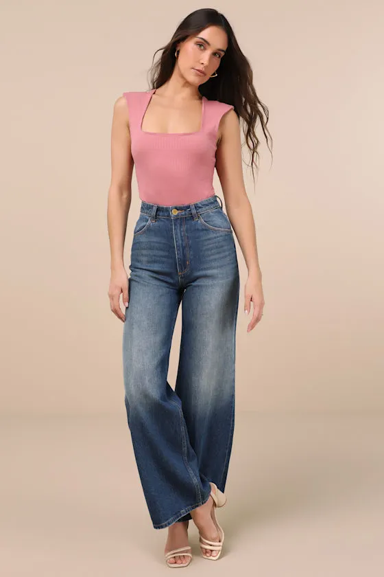 Sweet Crush Mauve Pink Ribbed Square Neck Bodysuit sold by Lulus product image thumbnail 3