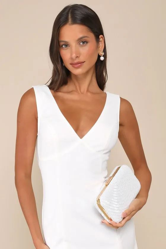 Incredible Shine White Beaded Rectangular Clutch sold by Lulus