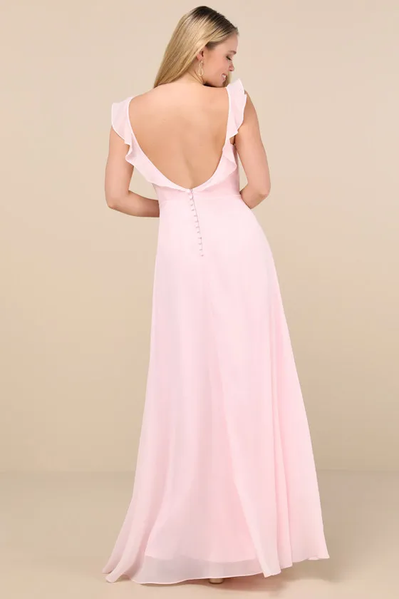 Dreamy Admiration Light Pink Ruffled Maxi Dress sold by Lulus product image thumbnail 3