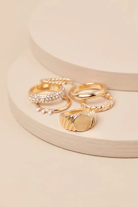 Additional Glamour Gold Six-Piece Ring Set sold by Lulus product image thumbnail 2
