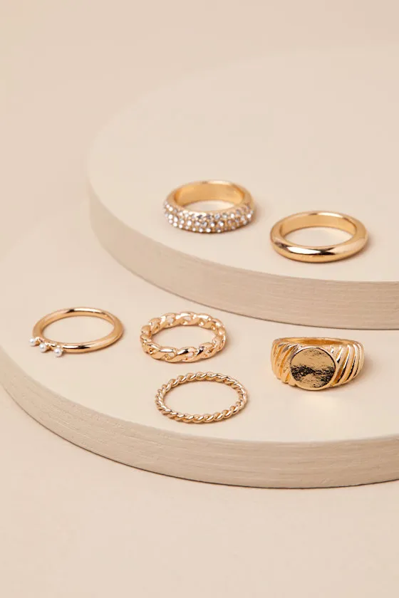 Additional Glamour Gold Six-Piece Ring Set sold by Lulus product image thumbnail 4