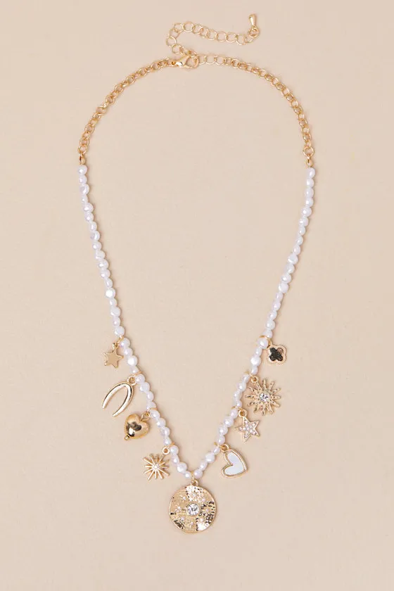 Laeta Gold and White Pearl Charm Necklace sold by Lulus product image thumbnail 3