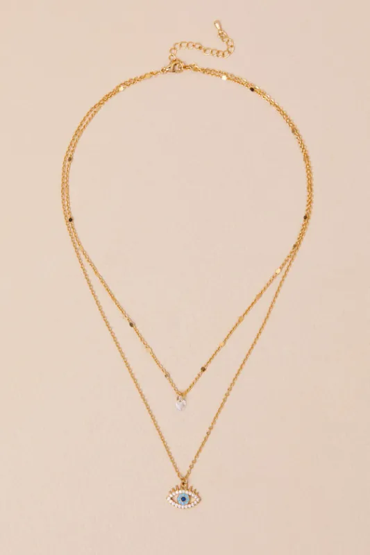Shiny Sight Gold Layered Charm Necklace made by Lulus