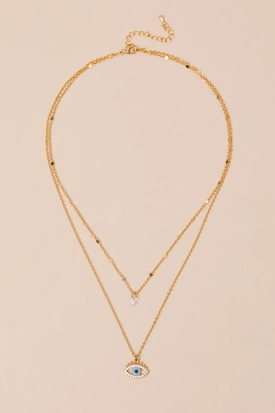 Shiny Sight Gold Layered Charm Necklace sold by Lulus