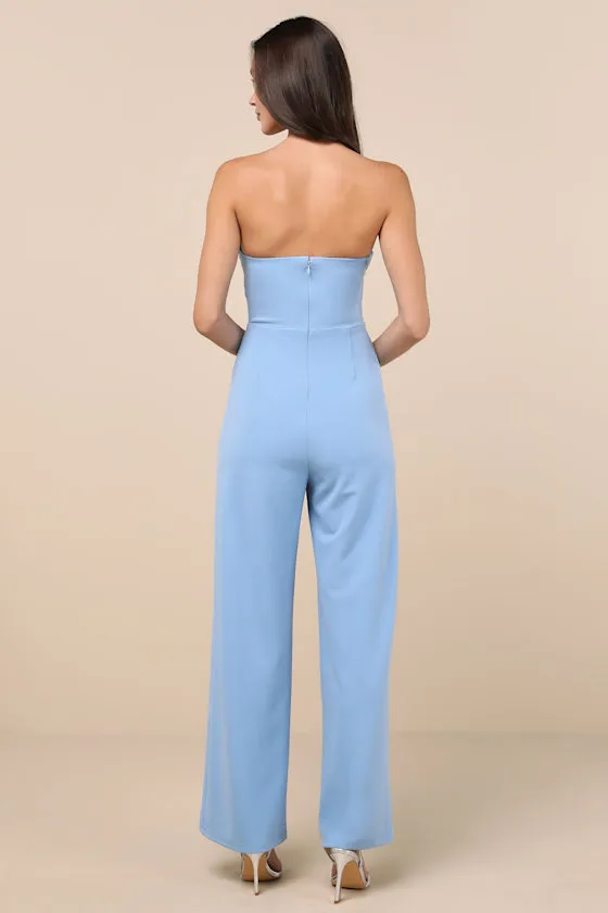 Natasha Light Blue Strapless Pleated Jumpsuit sold by Lulus product image thumbnail 2