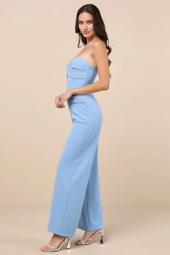Natasha Light Blue Strapless Pleated Jumpsuit sold by Lulus product image thumbnail 3