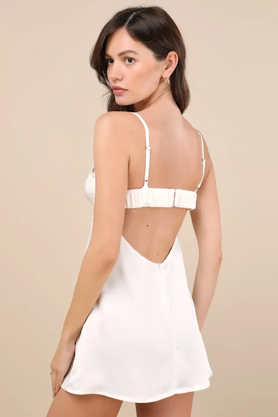 Sahalie Champagne Satin Lace Cutout Lingerie Slip sold by Lulus product image thumbnail 2