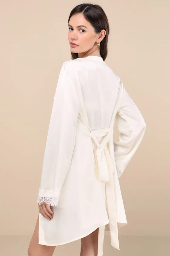 Sahalie Champagne Satin Lace Short Robe sold by Lulus product image thumbnail 2