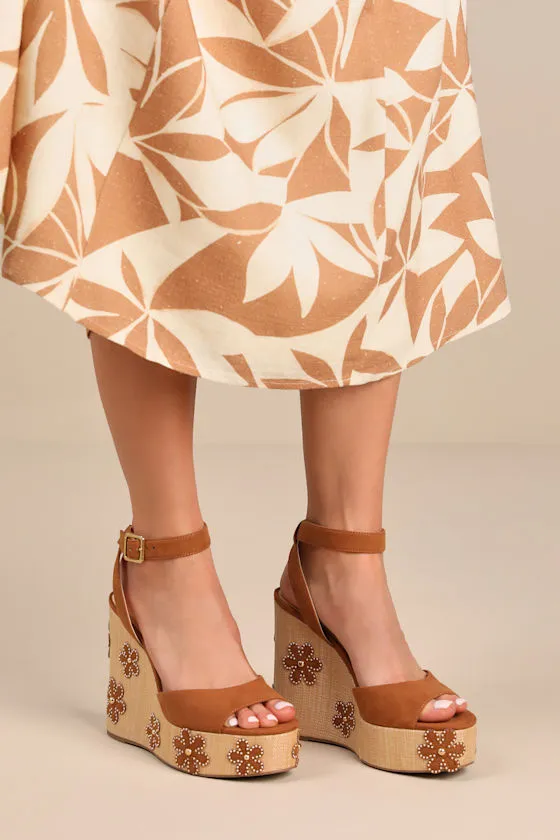 Kamindi Tuscan Tan Suede Platform Espadrille Wedges sold by Lulus product image thumbnail 3