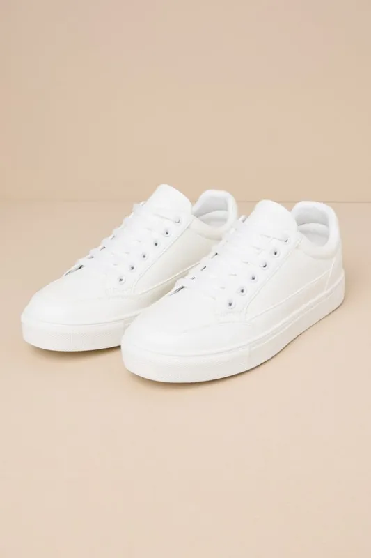 Lalaa White Lace-Up Sneakers sold by Lulus