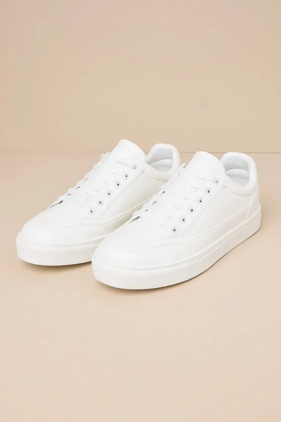 Lalaa White Lace-Up Sneakers sold by Lulus