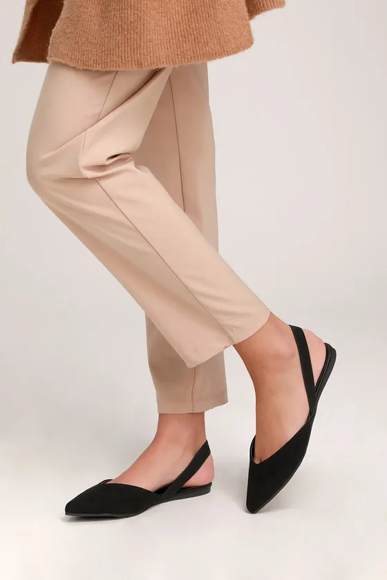 Mae Black Suede Pointed-Toe Slingback Flats sold by Lulus product image thumbnail 2