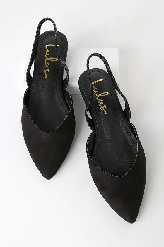 Mae Black Suede Pointed-Toe Slingback Flats sold by Lulus product image thumbnail 3