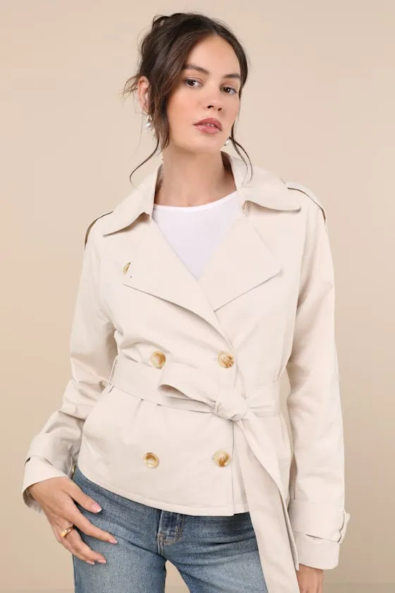 Lianna Beige Cropped Trench Coat sold by Lulus product image thumbnail 4