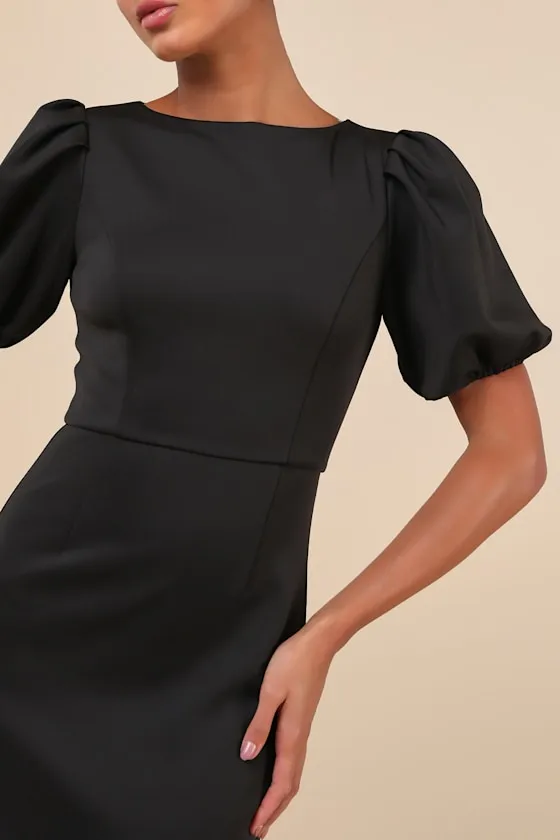 Simply Beloved Black Puff Sleeve Bodycon Midi Dress sold by Lulus product image thumbnail 4