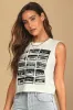 Cassette White Cropped Graphic Muscle Tank Top sold by Lulus