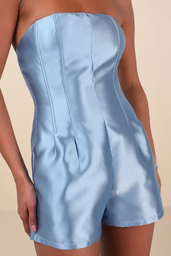 Dayvon Light Blue Strapless Romper sold by Lulus product image thumbnail 4