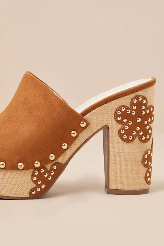 Shelbie Tuscan Tan Suede Platform High Heel Slide Sandals sold by Lulus product image thumbnail 3