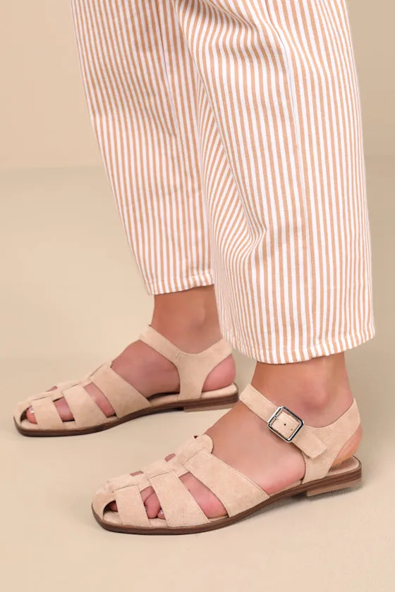 Rigmore Taupe Suede Fisherman Sandals sold by Lulus