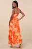 Beautiful Soul Orange Floral Print Twist-Front Maxi Dress sold by Lulus