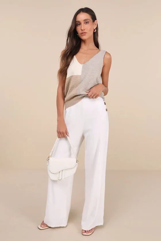 Modern Look Ivory and Grey Color Block Sweater Knit Tank Top sold by Lulus product image thumbnail 4