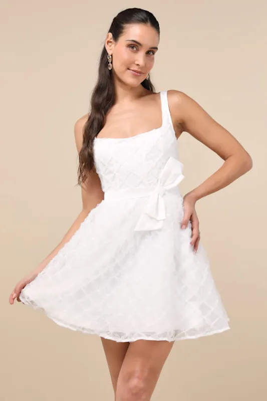 Eowyn White Tulle Bow Skater Mini Dress sold by Lulus
