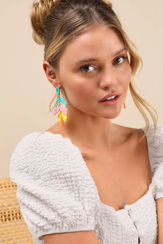 Tropical Mood Multi Raffia Leaf Earrings sold by Lulus product image thumbnail 3