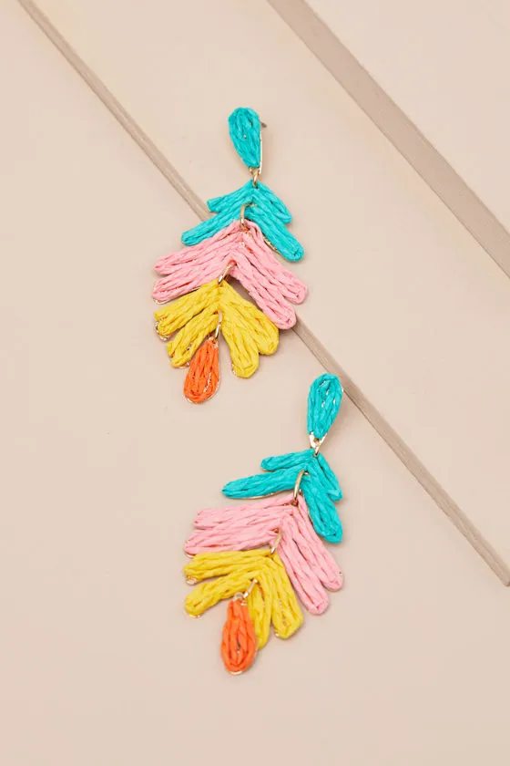 Tropical Mood Multi Raffia Leaf Earrings sold by Lulus product image thumbnail 4