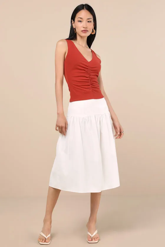 Kosta Rust Red Ruched Jersey Knit Tank Top sold by Lulus product image thumbnail 4