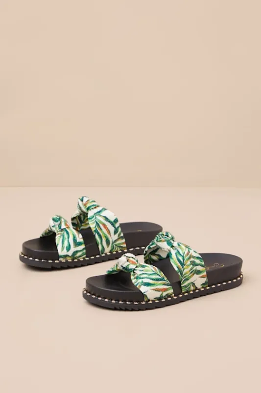 Caralyna Green Multi Rhinestone Slide Sandals sold by Lulus