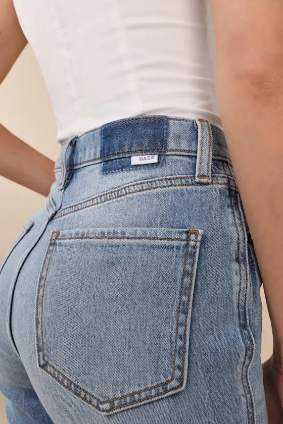 Soho Light Wash Distressed High-Rise Flare Jeans sold by Lulus product image thumbnail 4