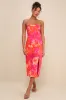 Bold Tendencies Fuchsia Floral Strapless Cutout Midi Dress sold by Lulus