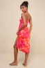 Bold Tendencies Fuchsia Floral Strapless Cutout Midi Dress sold by Lulus