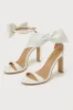 Yoselin White Bow Ankle Strap High Heel Sandals sold by Lulus