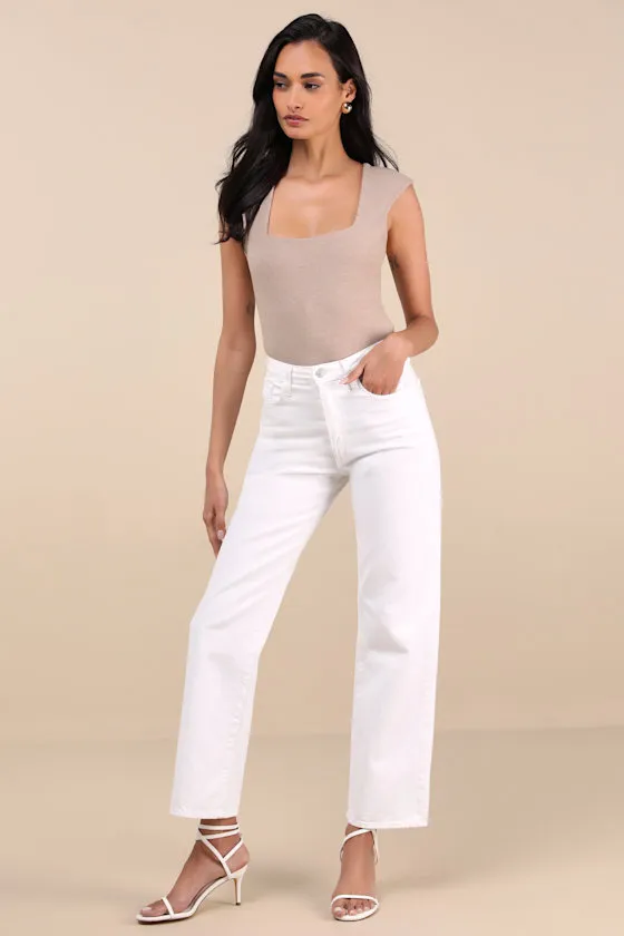 Sweet Crush Taupe Ribbed Square Neck Bodysuit sold by Lulus product image thumbnail 3