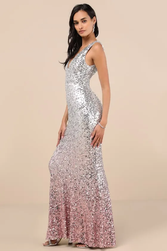 Cecina Silver Ombre Sequin Sleeveless Maxi Dress sold by Lulus product image thumbnail 2