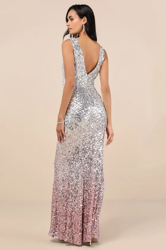 Cecina Silver Ombre Sequin Sleeveless Maxi Dress sold by Lulus product image thumbnail 3