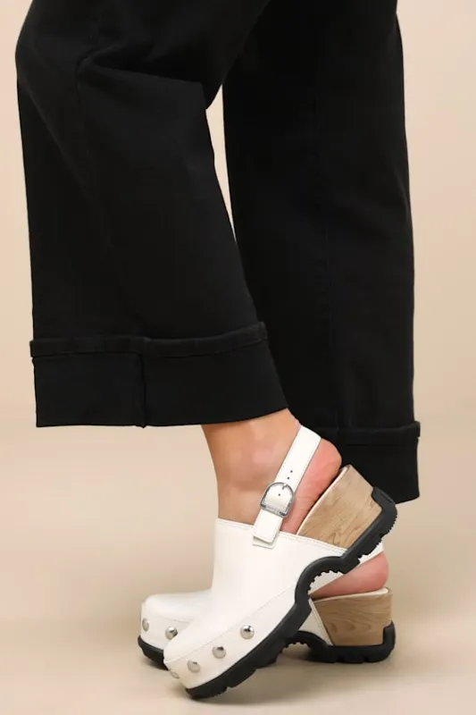 Roam'n Clog Chalk Leather Studded Slingback Clogs sold by Lulus