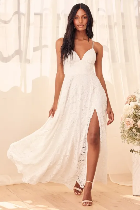 Essence of Love White Lace Sleeveless Maxi Dress sold by Lulus