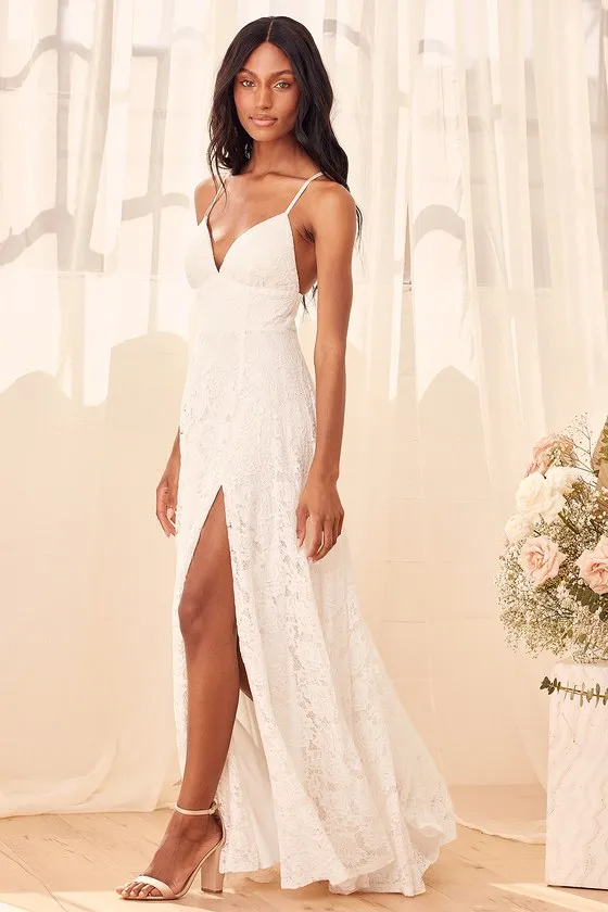 Essence of Love White Lace Sleeveless Maxi Dress sold by Lulus product image thumbnail 4